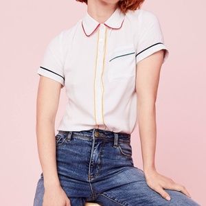 Modcloth Primary Pick Collared Blouse